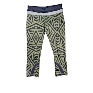 Lululemon Run Inspire Crop II Womens 6 Chevron Shuffle Fatigue Green Black Slate